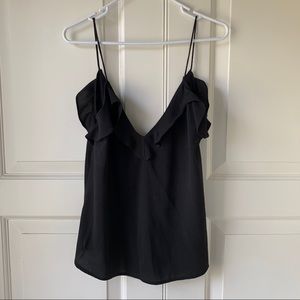 Zara - Black Ruffle Sleeveless Blouse, M